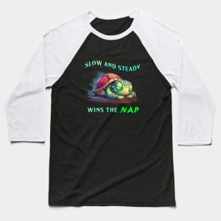 Turtle "Slow and Steady Wins The NAP" T-Shirt | Funny Painted Box Turtle Shirt | Perfect Cute Vacation tshirt | Best Lazy Animal Lover Gift Baseball T-Shirt